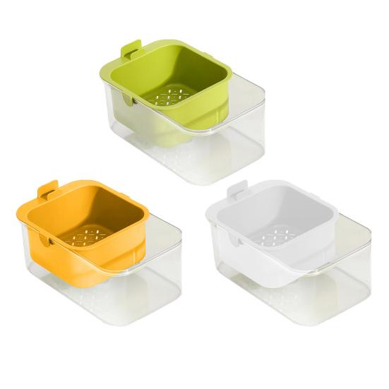 2-Layer Snack Box Fruit Bowl with Drain Basket Desktop Snack Bowl with Phone Holder Slot for Enjoying Nuts Candies Desserts Fruits