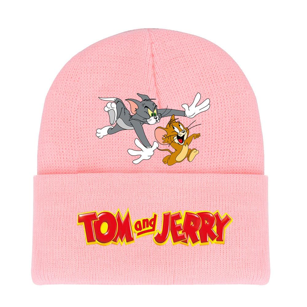 Jerry And Tom Cartoon Print Knitted Hat Hip Hop Cap Outdoor Fashion Gift Unisex