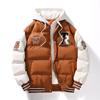 "2023 Men's Trendy Hooded Cotton-padded Jacket with Letter Print"