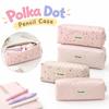Polka Dot Pencil Case Canvas Storage Bag Cute Pen Pouch  Student