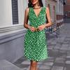 Summer Women Floral Printed Sleeveless V Neck A Line One Piece Dress