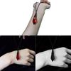 Collana Ciondolo Gotica Rosso Profondo e Nero in Vetro Cristallo con Catena a Croce in Lega per Donna