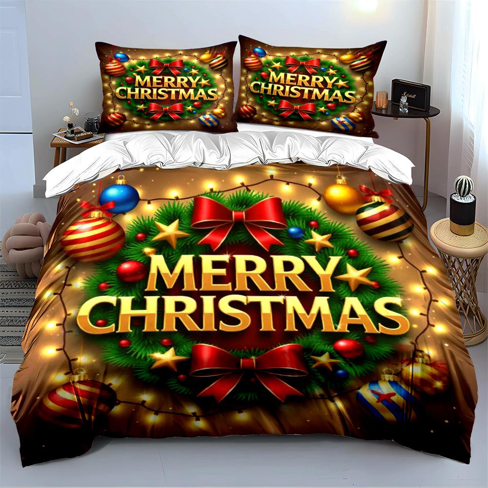 Merry Christmas Festive Bedding Set Bedding set (1 duvet cover, 2 pillowcases, duvet not included)