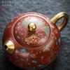 Purple sand Xishi pot, one pot and two cups, master handmade household tea set, Zhu Ni Dahongpao gilt high-end gift box set