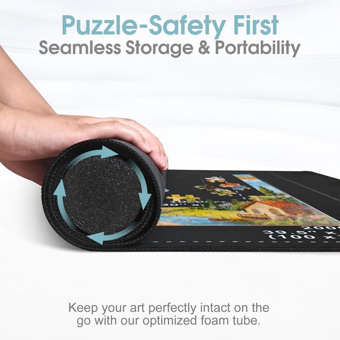 MOZOOSON Tapis Puzzle 3000 Pièces 150x100cm - Set Rangement Premium avec 8 Plateaux, Tube &amp; Sac - Idéal 500/1000/1500 Pièces