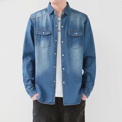 2023 Spring/Autumn Men's Slim Korean-Style Denim Long-Sleeve Shirt Jacket