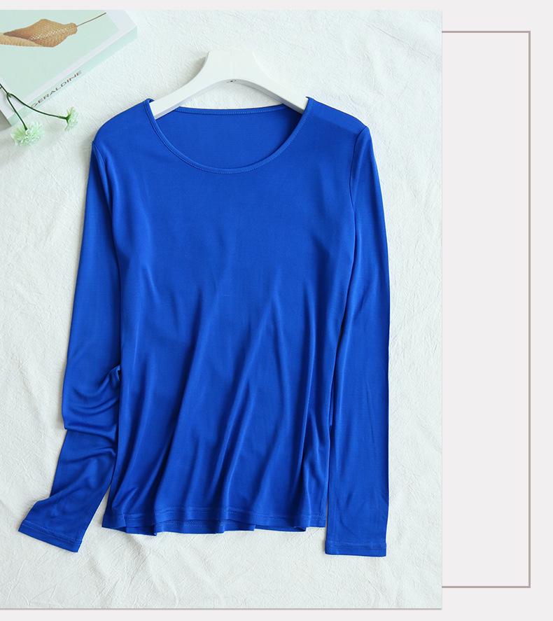 Women's High-End Mulberry Silk Double-Sided Knit Slim Fit Long Sleeve Top