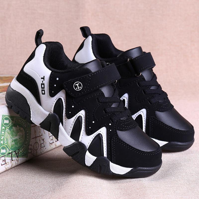 Jinjiang shoes children's shoes boys sports shoes leather surface autumn and winter middle and older children cotton shoes velvet shoes spring and au