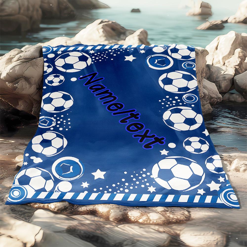 Customizable Boys' Soccer Blanket, 1 Piece, Lightweight Flannel Shawl, Suitable For Sofa Beds, Travel Camping, Living Rooms
