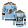 Shore 69 Hockey Jersey Bulldog Graphic Long Sleeve V‑Neck Mesh Sport T-shirt Men Women Clothing Uniform Cosplay Unisex Tshirts