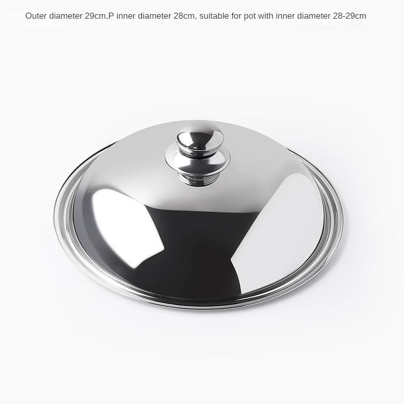 

Stainless Steel Old Iron Pot Cover, Thickening Wok, Universal Pot Cover, Kitchen Tools with a Smooth Handle, Modern Household