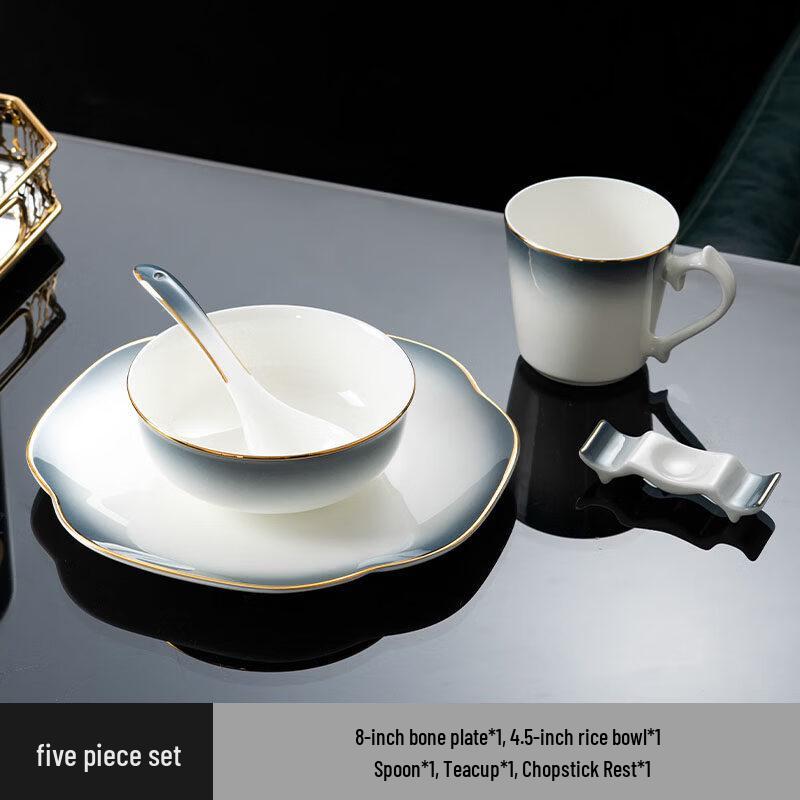 Ru Han New Chinese Gradient Grey Bone China Dinnerware Set
