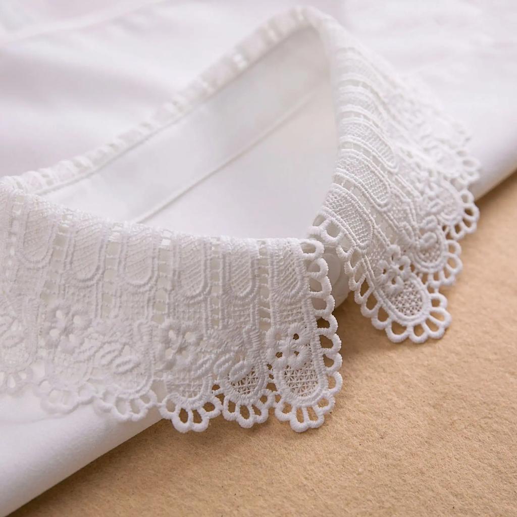 Adult Chiffon Floral Lace Fake Collar for Women Lapel Button Down Detachable Lapel Half Shirt False Collars Girls Nep Kraagie