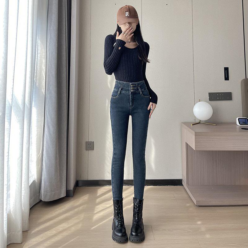 Plus Velvet High Waist Skinny Jeans for Women - Slimming, Thickened Pencil Pants 27