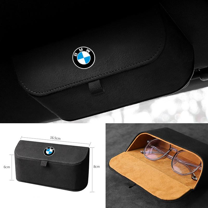 High-Quality Suede Car Sun Visor Glasses Box Car Badge Sunglasses Clips Glasses Box For BMW X1 X2 X3 X5 X4 X6 X7 G30 G20 G32 G11 QH9