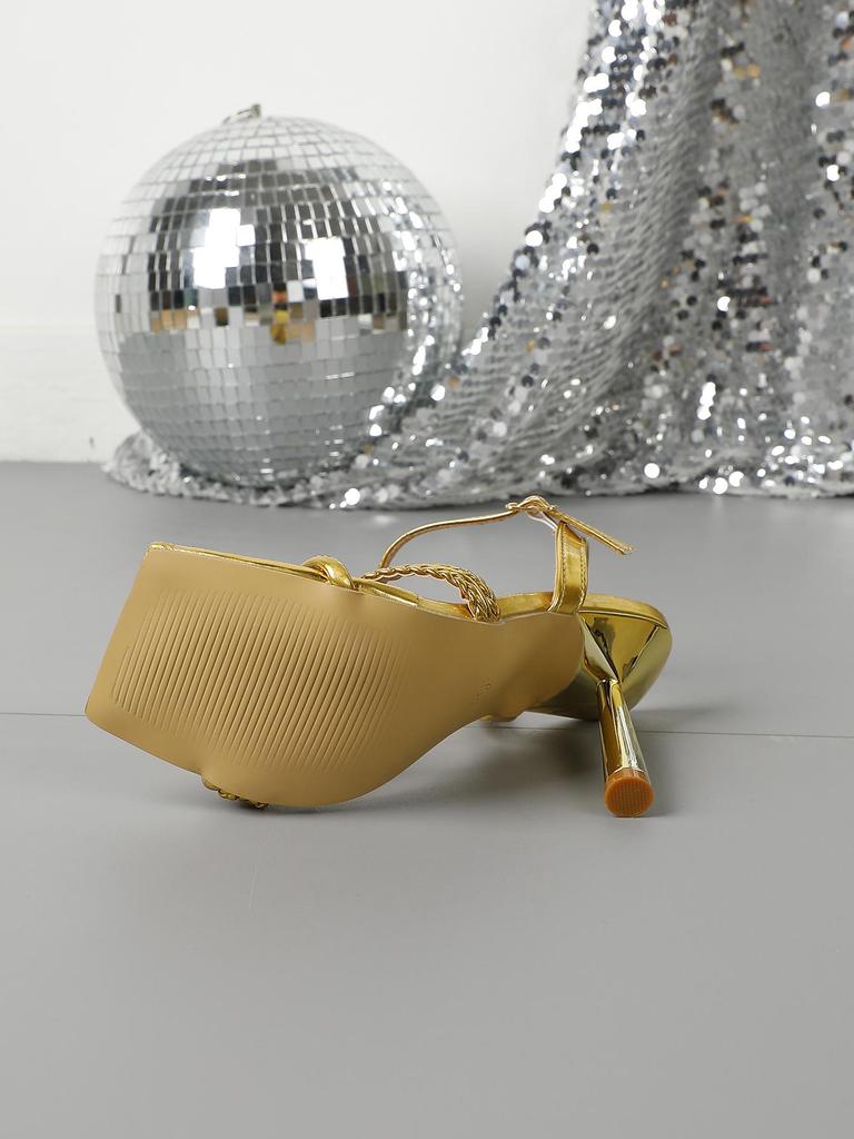 Autumn 2025 Rhinestone Platform Stiletto Sandals with Ankle Strap