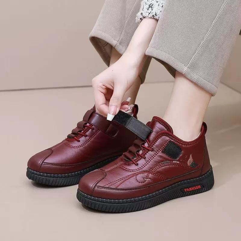 

Зимние женские хлопковые ботинки Нескользящие Удобные Мамины хлопковые туфли Плюс Бархатные Теплые Снежные ботинки 35 красный