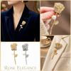 Elegant Rose Brooch with Pearl Accent and Rhinestone Embellishments for Coat Suit Jacket Accessory Fashion Jewelry Pin