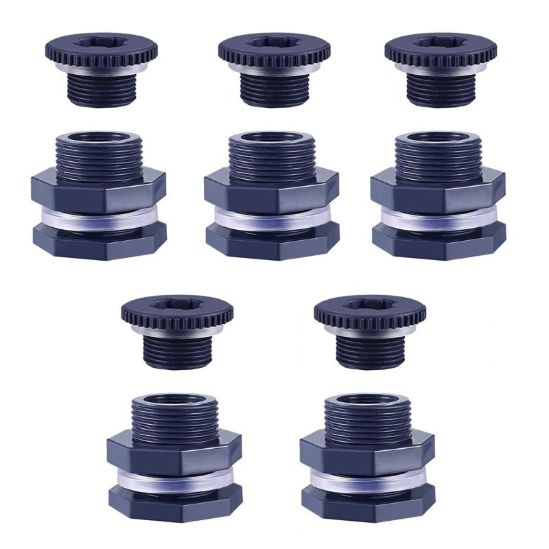 5Pcs Fish Tank Bulkhead Pipe Joint PVC Plastic Water Tank Connector Garden Spigot Adapter 3/4inch Water Tank Joint