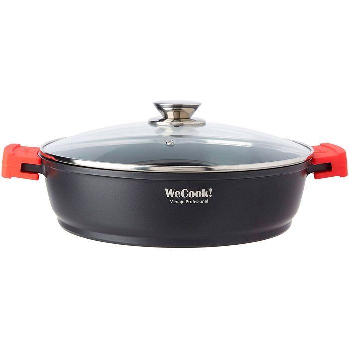 Casserole 24cm, Induction, Couvercle En Verre, Antiadhésive, Fonte d'Aluminium Wecook Ecostone Noir 51765