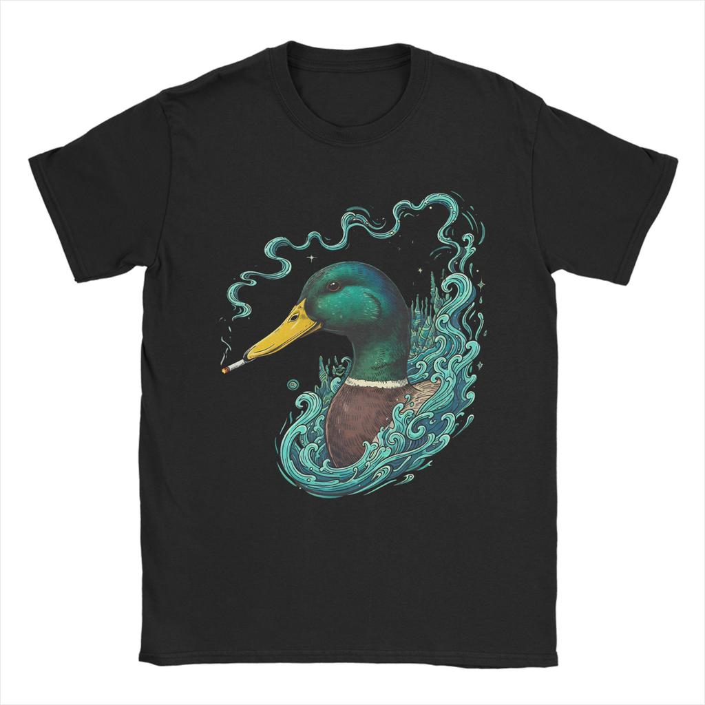 Unisex Women Graphic Print Mallard Smoking Cigarette Meme Funny Mallard Duck Hunting T Shirt Tee Cotton Tshirts Clothing