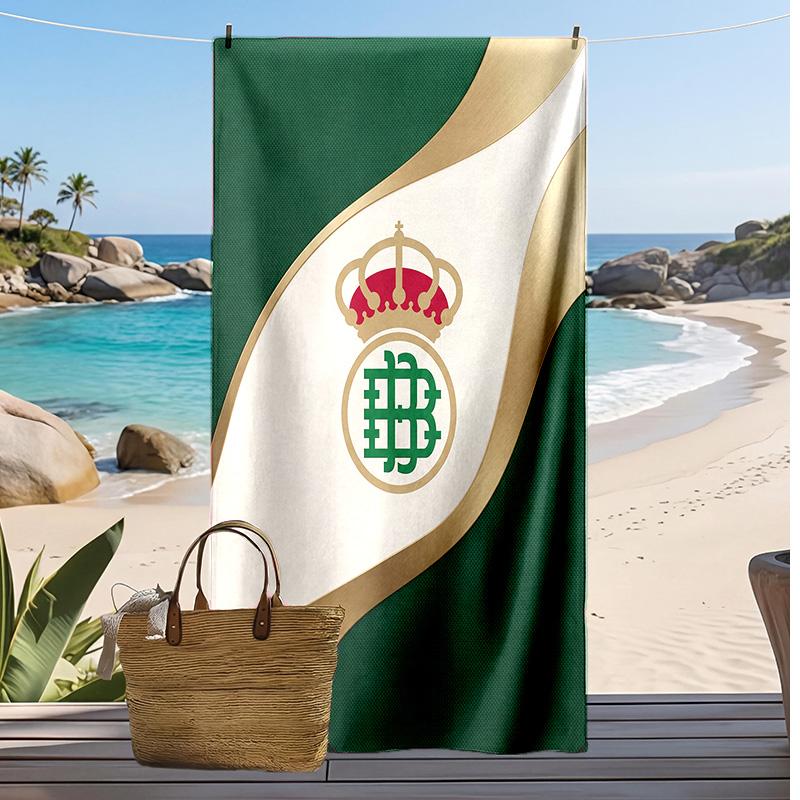 Real Betis Football Print Beach Towel, Large Soft Quick Dry Towel for Beach Camping Swimming