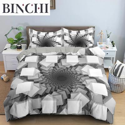 3D Bettbezug Psychedelisches Twin-Bettwäscheset Luxuriöser Bettdeckenbezug mit Reißverschluss 23-teiliges Queen-Size Polyester-Bettdeckenset