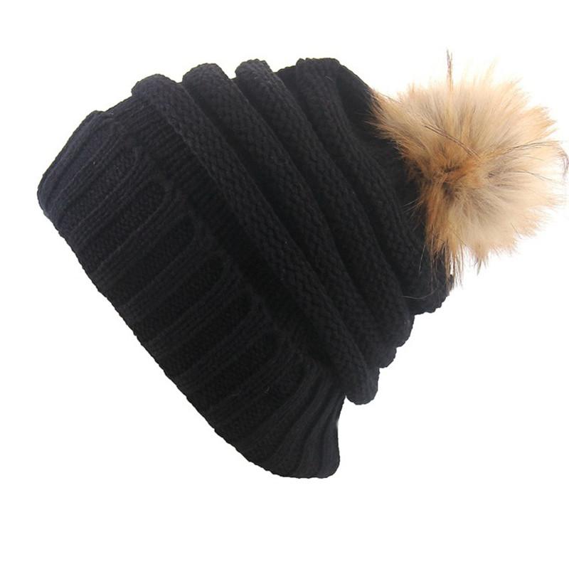 Stylish Winter Women's Knitted Beanie Hat With Versatile Pom Pom Design And Warm Material