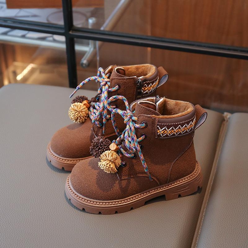 

Children s Leather Boots | Boys and Girl s Vintage Martin Boots, Girls Fringe Fashion Boots Casual Kids Shoes Elegant Walking Shoes 37 коричневий