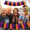 Holiday Decoration 15 Paper Tassel Birthday Party Room Decoration Black Orange Purple Pull Flower