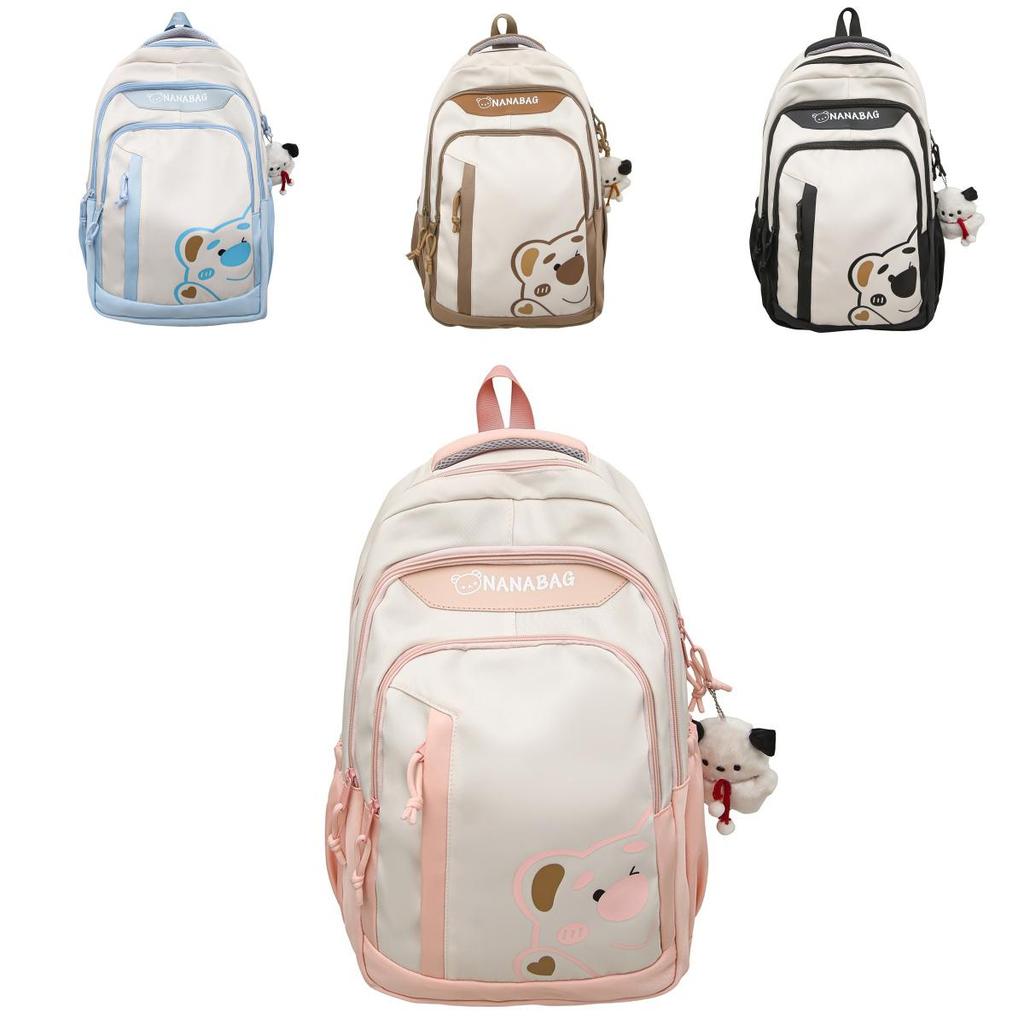 Lotso Nylon Cartoon Bear Student Backpack With Breathable Design For Middle School Girls And Boys