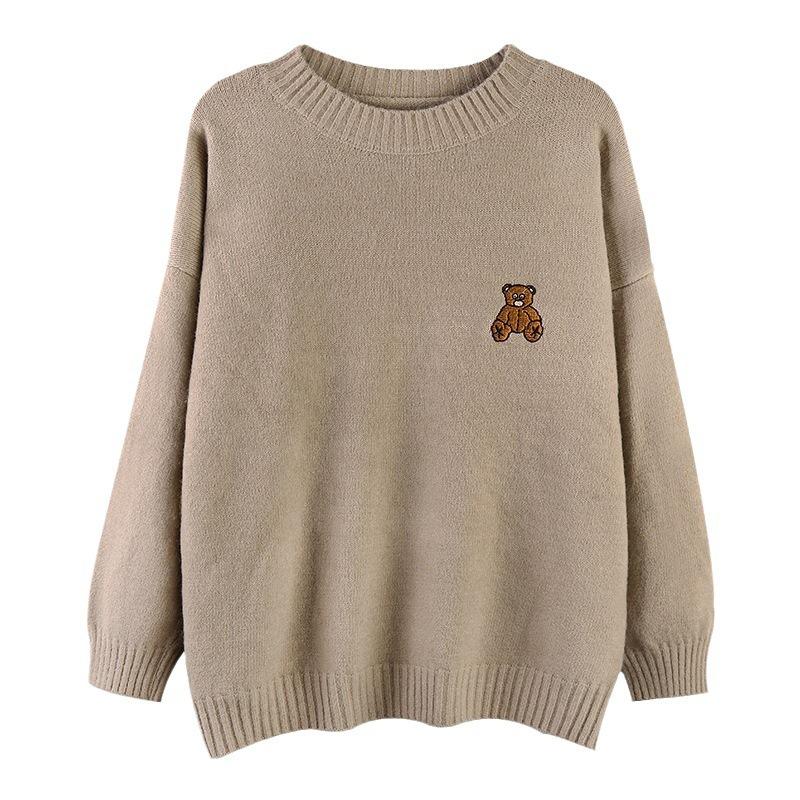 Sweater women's autumn and winter loose outer wear inside student sweet retro lazy wind gentle spring and autumn top