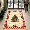 Holiday Noel Pine Tree Area Rug Festive Poinsettia Wreath Pattern Carpet Cozy Living Room Farmhouse Ground