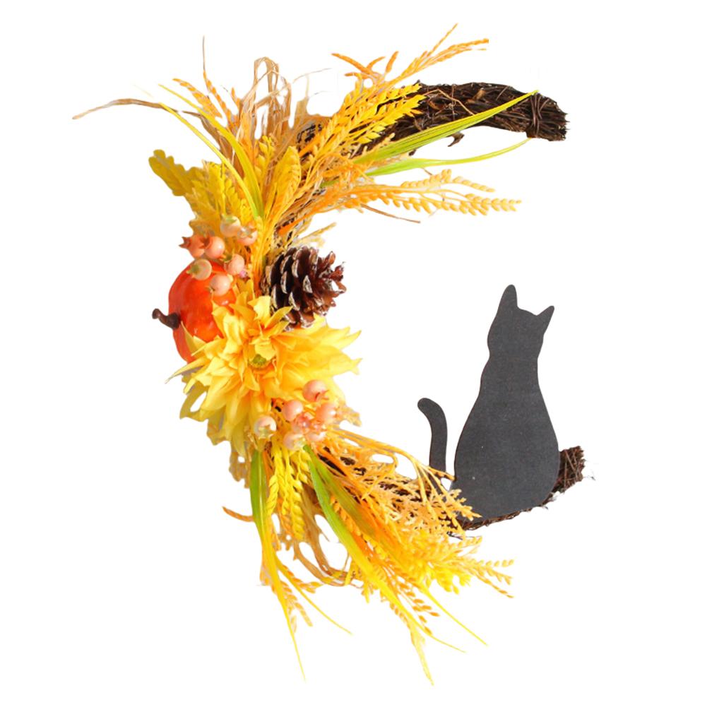 30CM Gothic Wreath Door Decoration Front Door Halloween Moon Wreath Charming Door Decoration Wreaths for Home Party Window Wall