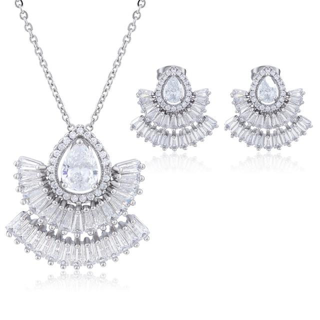 Schmuck Frauen Halskette Ohrringe Set Luxus Qualität Luxe Zubehör Feine Zirkonia Champagner Mode Jewelri Cubic Hohe Großhandel