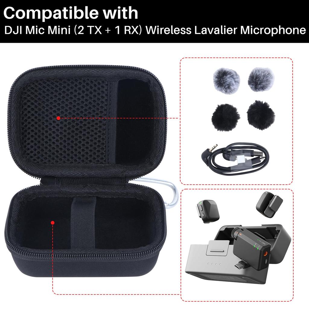 Compatible with Lebakort storage DJI Mic Mini 2TX 1 RX Charging Case Microphone case for charging case + + (Storage case)