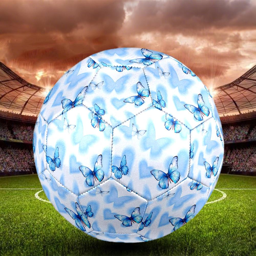 1PC Blue Butterfly Dreams Soccer Ball Size 5 Football Machine Sewn Indoor/Outdoor Universal Football Gift W96