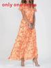Summer Floral Chiffon Maxi Dress With Ruffle Vneck For Casual Wear