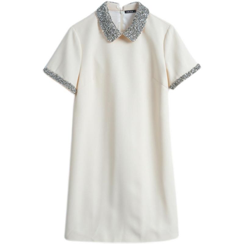 Perlenbesetzter Puppenkragenrock Frühling und Sommer Neues Kleid