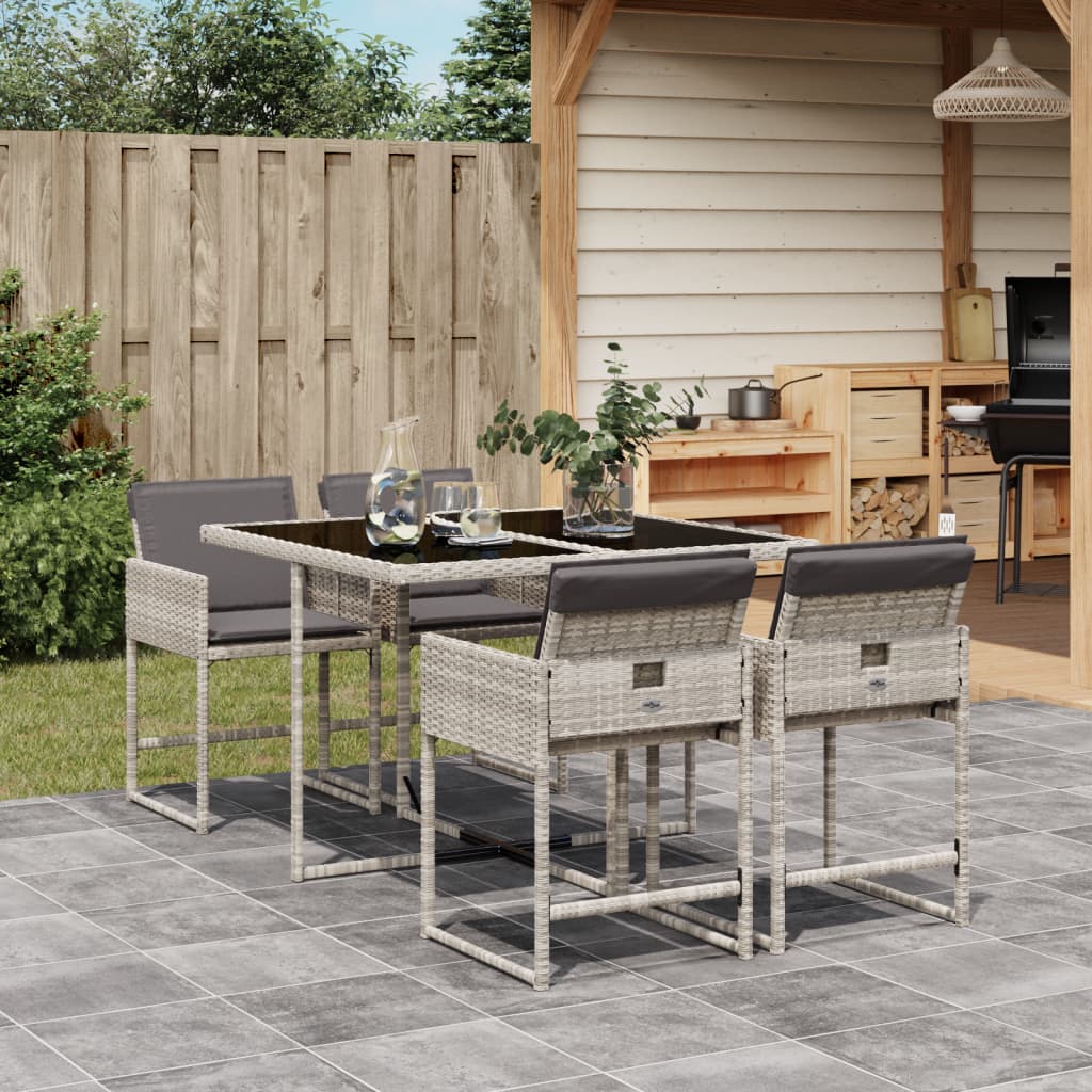 Vidaxl 5-Cz. Garden Furniture Set With Cushions, Light Grey