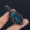 Neon Blue Apatite Gemstone Pendant 999 Copper Wire Wrapped Jewelry, Handmade Antique Pendant Jewelry, Gift For Mother