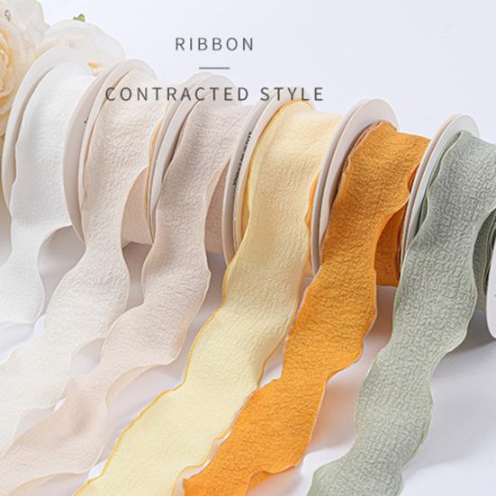 2.5/4cm Gift Packing Ribbon Ruffle Wavy Edges Textured Overlock Soft Pure Color Bouquet Wrapping Ribbon Valentine's Day Supplies