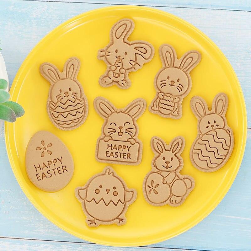 Set di formine per biscotti pasquali, 10 pezzi, in plastica 3D, per uova di Pasq