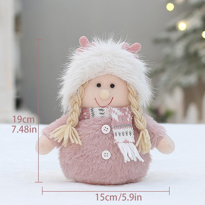 Růžový vánoční látkový panáček s parohy - Stojící ozdoba pro chlapce nebo dívku