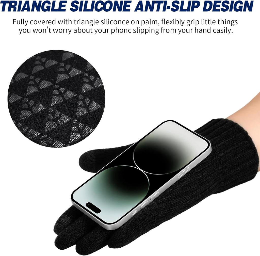 Winter Knitted Gloves Outdoor Cycling Sport Warm Glove Full Fingers Thickness Non-slip Touch Screen Gloves For Running Hiking