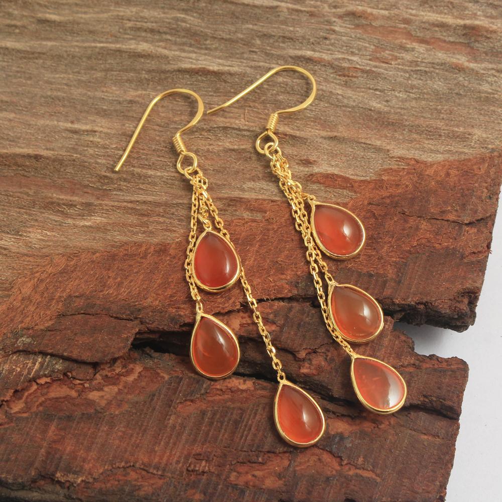 Серьги ручной работы с подвесками из сердолика — фото 2