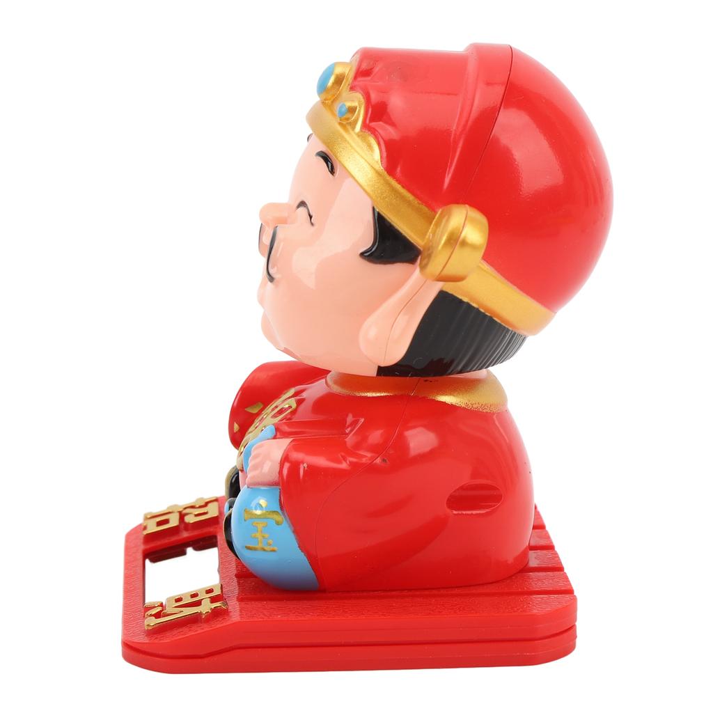 Cai Shen Statue Light Sensing Automatic Nodding Cai Shen Figurine for Car Dashboard Hotel