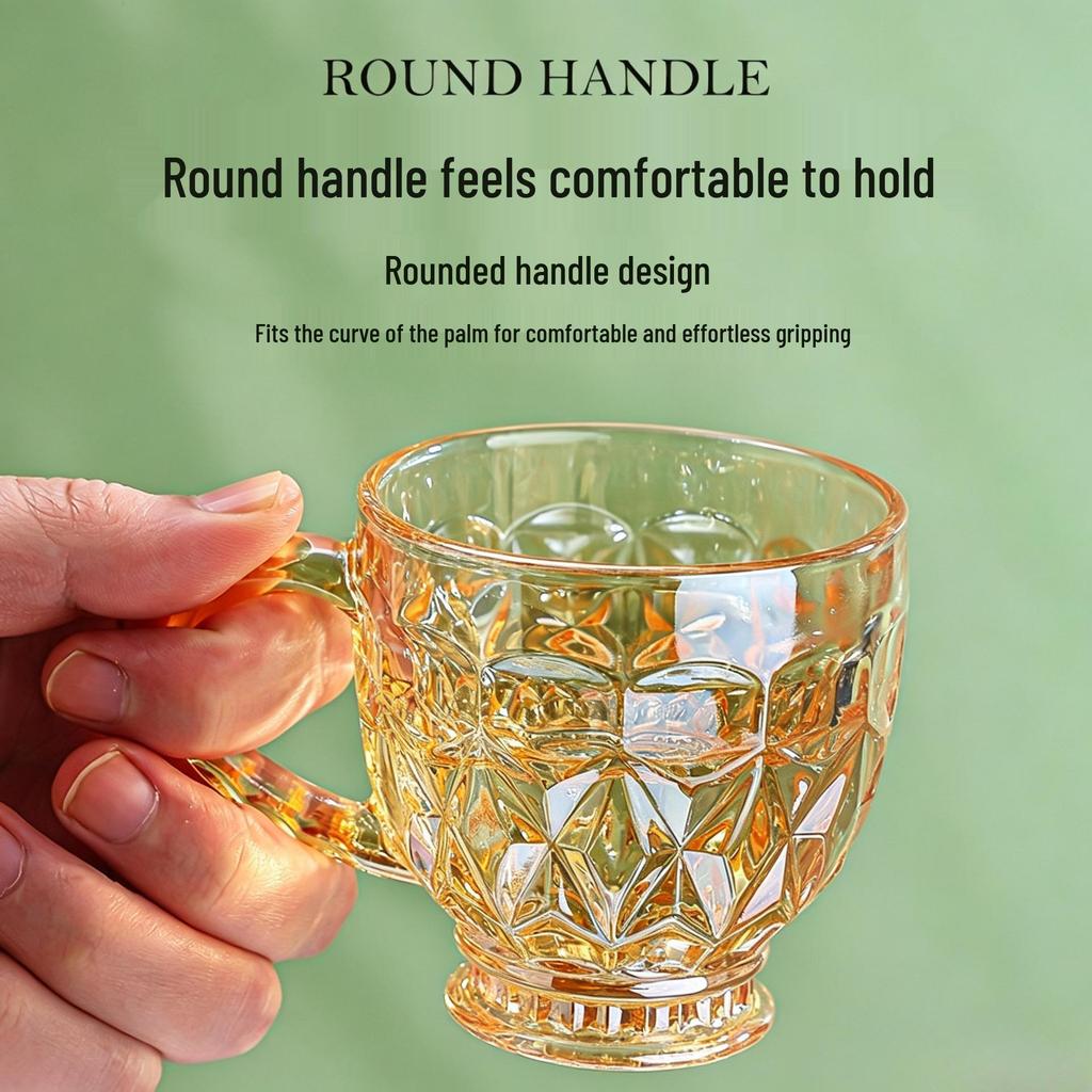 Amber High-Footed European Retro Glass Cup - Souvenir Coffee & Wine Cup