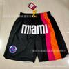 Miami Heat Basketball Shorts Men City White Black Rainbow Print Performance Sportswear Cotton Athletic Pants