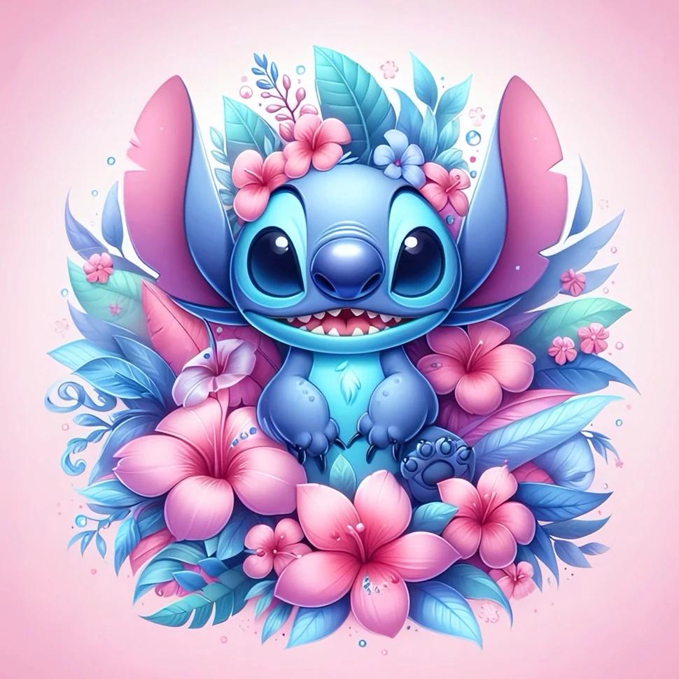 

Алмазная живопись 5D Новая серия Круглая алмазная мозаика Мультяшный Лило и Стич Набор для вышивания DIY Хобби Round 20x20cm